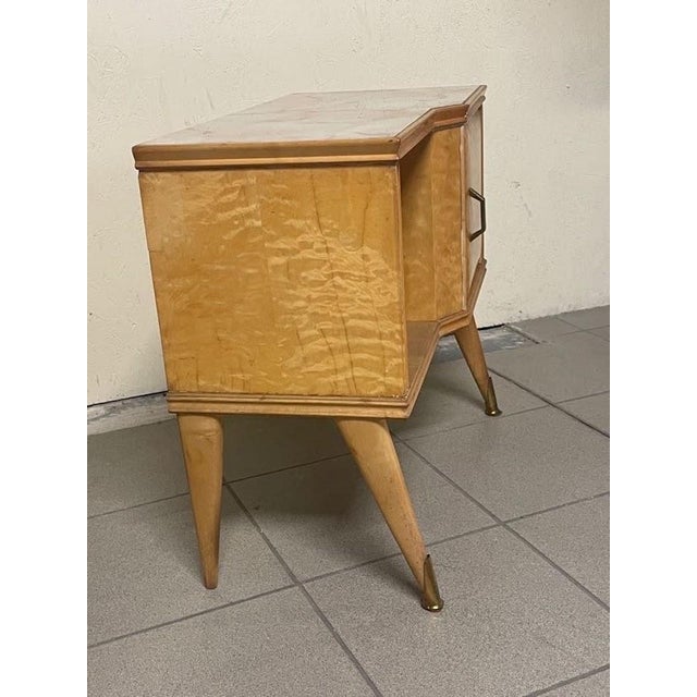 Italian Bedside Tables in Maple Burl and Marbled Glass, 1960s, Set of 2 For Sale - Image 17 of 18