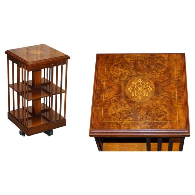 VintageTop Revolving Bookcase in Burr Walnut For Sale - Image 16 of 16