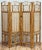Vintage Chinese Chippendale style slatted bamboo room divider. Features privacy screen fabric to center panels with...