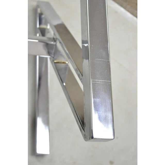 Late 20th Century Mid Century Modern Chrome Frame Z Shaped Metal Desk Dining Table Base For Sale In Philadelphia - Image 6 of 12