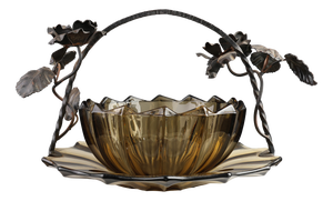 Art Deco Bowl in Glass and Wrought Iron, Belgium, 1920s