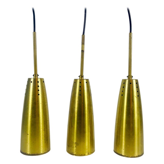 1950s Mid-Century Modern Brass Pendant Lamps, Germany - Set of 3 For Sale - Image 13 of 13