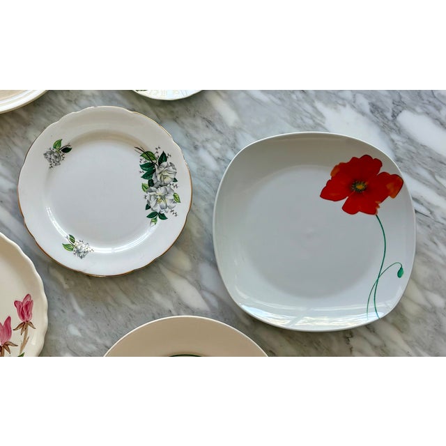 Mid 20th Century Painted Petals Eclectic Floral Wall Plate Curation - 8 Piece Set For Sale - Image 11 of 16