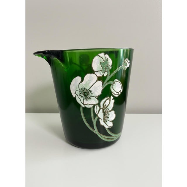 1970s Vintage French Perrier-Jouët Style Green Glass Anemone Champagne Bucket For Sale - Image 5 of 11