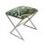 Worlds Away Matthew Izzo Home X Side Polished Nickel and Sea Glass Fabric Stool For Sale - Image 4 of 4