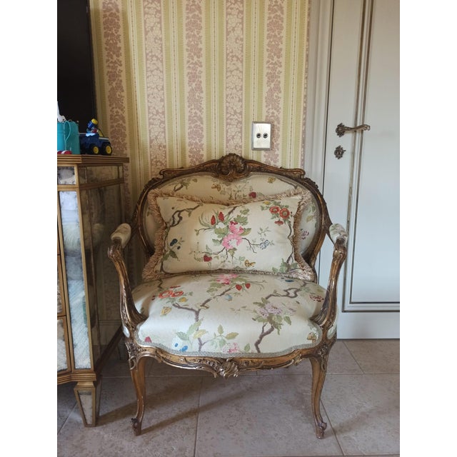 French Giltwood Marquise Armchair, 1900s For Sale - Image 15 of 17