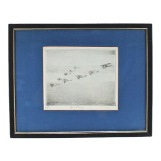 "Navy Wings" Original Military Etching by Don Swann of Biplane Airplanes - 2D For Sale