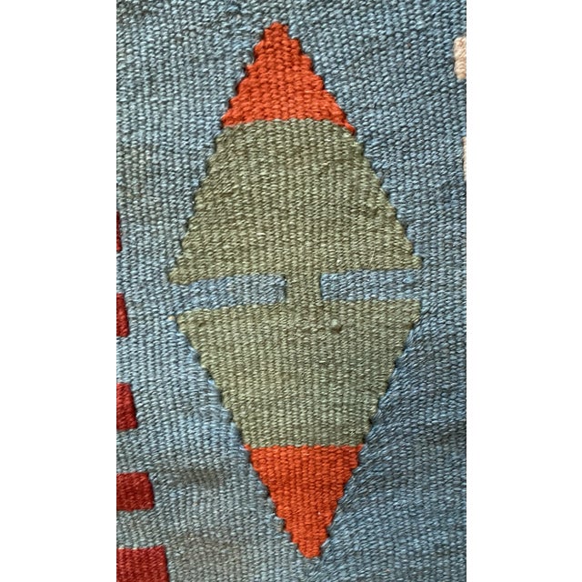 1960s Vintage Colorful Handmade Turkish Kilim Tribal Rug 64” X 43” For Sale - Image 9 of 12