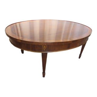 Mahogany Banded Oval Coffee Table by Hekman Furniture Company For Sale