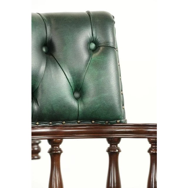 Chesterfield Office Chair in Green Flamed Cowhide Leather For Sale - Image 12 of 14