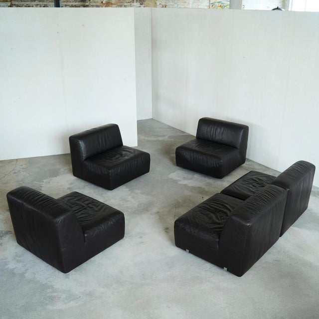 Sectional Sofa Set in Leather by Durlet, 1970s, Set of 5 For Sale - Image 12 of 18