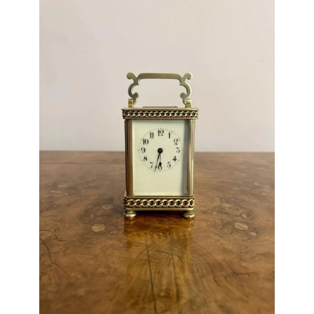Antique Victorian Brass Carriage Clock, 1880 For Sale - Image 3 of 6