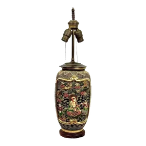 Japanese Satsuma Porcelain Vase Table Lamp