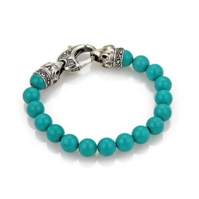 Contemporary Stephen Webster Sterling Silver 10mm Turquoise Bead Bracelet For Sale - Image 3 of 4
