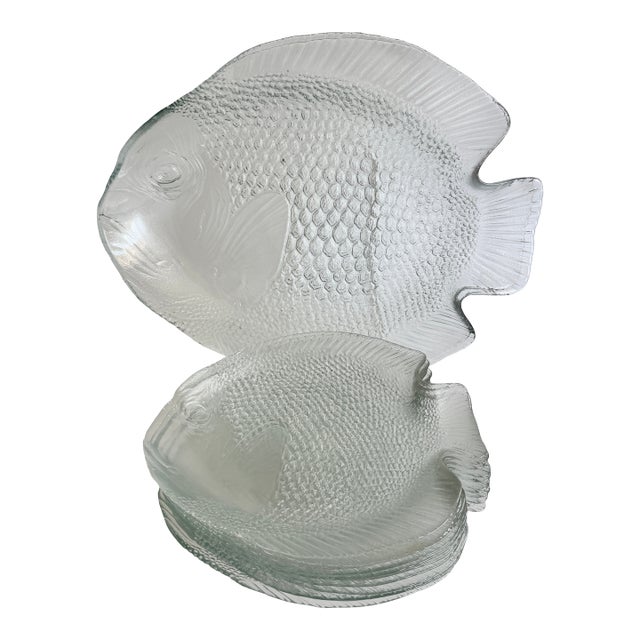 Vintage French Poisson Fish Shaped Platters and Plates - Set of 14 For Sale