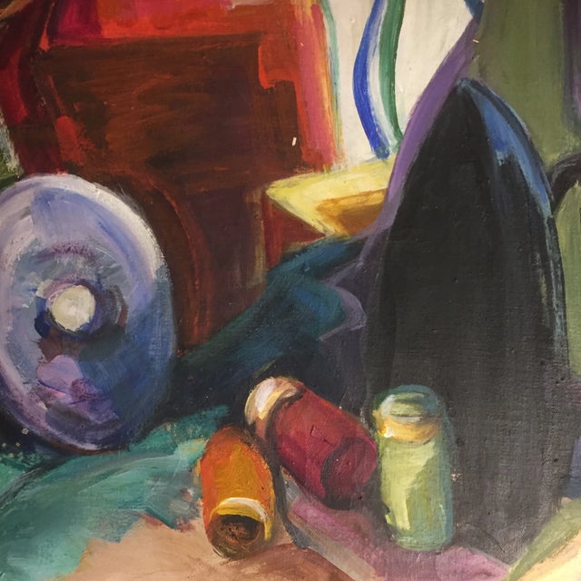Expressionism Original Vintage Modernist Still Life Painting For Sale - Image 3 of 7