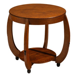 Amsterdam School Side Table in Oak with Curved Legs, 1920s For Sale