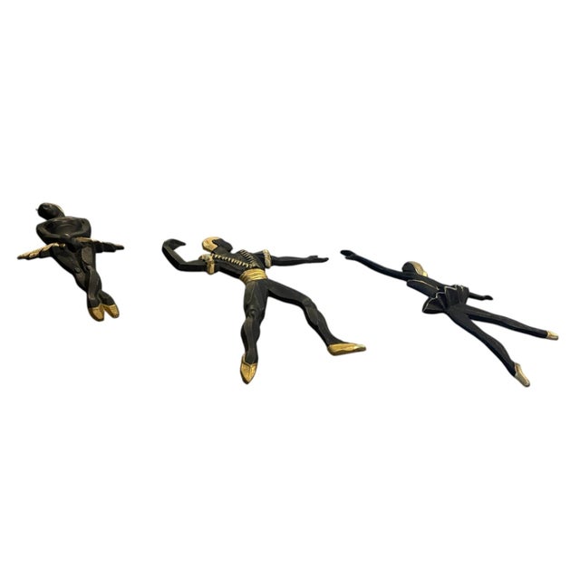 Vintage, Set of 3, MCM Black & Gold Bronze Ballerina Man Women Dancing, Wall Art, Home Decor, 10" For Sale - Image 9 of 10