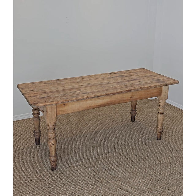 Wood Antique English Pine Farmhouse Dining Table - Circa 1870 For Sale - Image 7 of 10