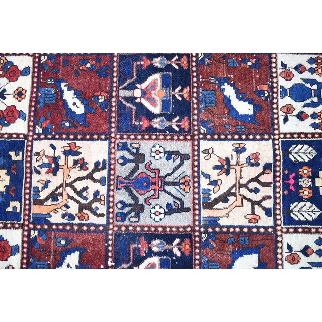 Textile 5.4 X 9.3 Ft Hand-Knotted Turkish Vintage Rug - Blue & Red Pictorial Grid Pattern For Sale - Image 7 of 10