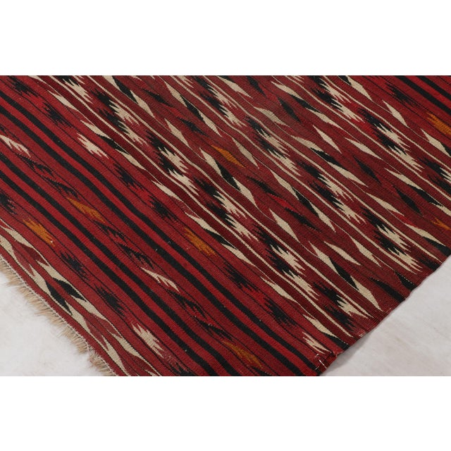 1920s Antique Persian Kilim Runner in Red With Colorful Serrated Stripes - Rug & Kilim For Sale - Image 5 of 6