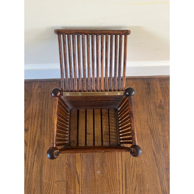 Rustic Early 20th Century Antique Oak Ball and Stick Hinged Top Bin For Sale - Image 3 of 7
