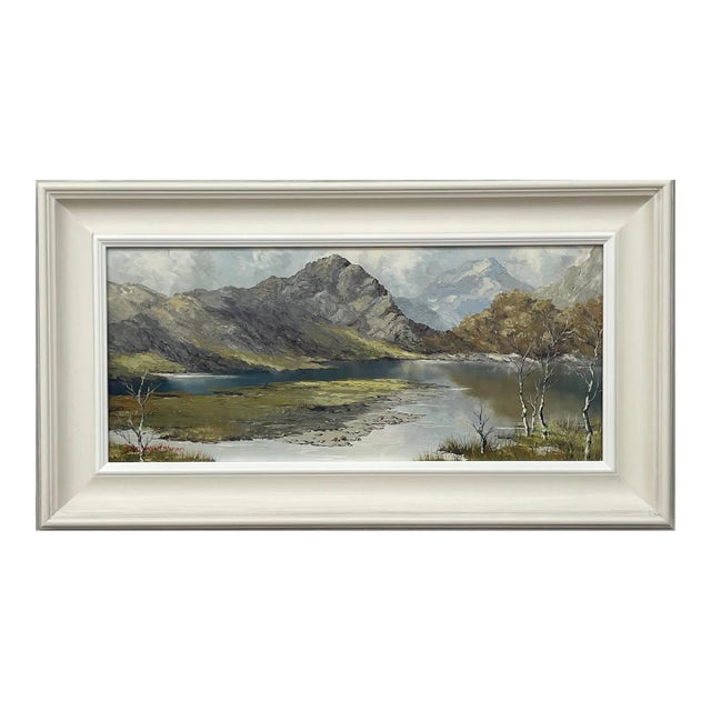 Charles Wyatt Warren, Mountain Lake Landscape Impasto Oil Painting by 20th Century British Artist, Mid-20th Century For Sale