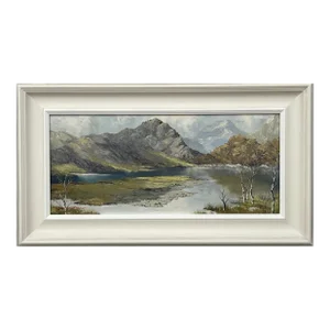 Charles Wyatt Warren, Mountain Lake Landscape Impasto Oil Painting by 20th Century British Artist, Mid-20th Century