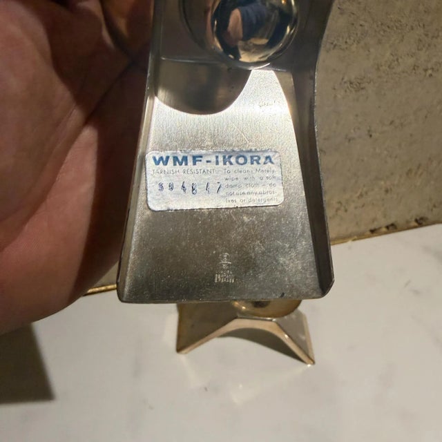 Pair Vintage Mid Century WMF Ikora Silver-Plated Candlesticks For Sale - Image 9 of 17