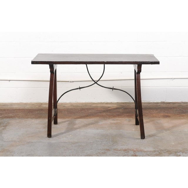 19th Century Spanish Travel Table W/Iron Stretcher For Sale - Image 12 of 12