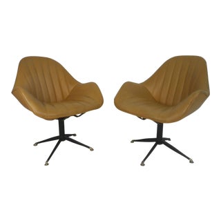 Mid-century Modern France & Sons Swivel Lounge Chairs - a Pair For Sale