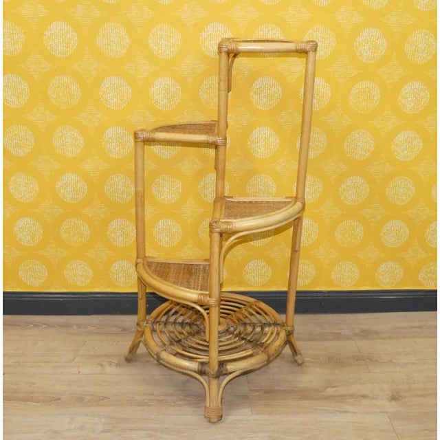 Bamboo Rattan Plant Stand, 1960s For Sale - Image 6 of 13