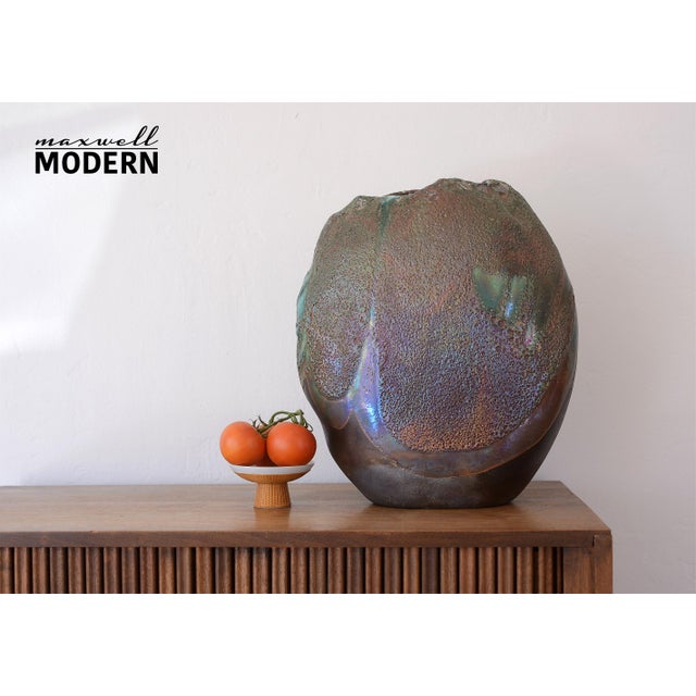Modern Monumental Vintage Tony Evans Raku Vase For Sale - Image 3 of 12