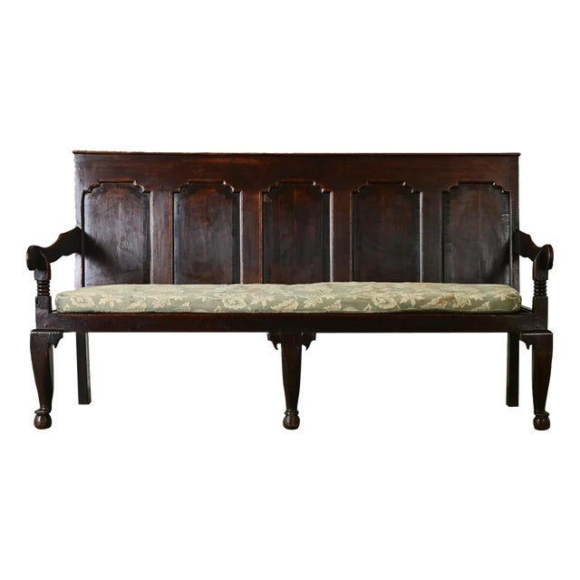 English 18th Century Carved Oak Hall Bench For Sale