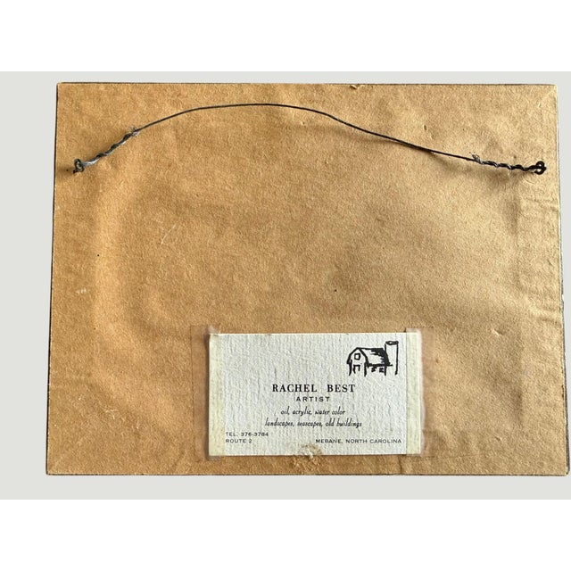 Textile 1970s Original Rachel Best Oil Painting-Nc Landscape-Framed Folk Art-Southern Mountain For Sale - Image 7 of 10