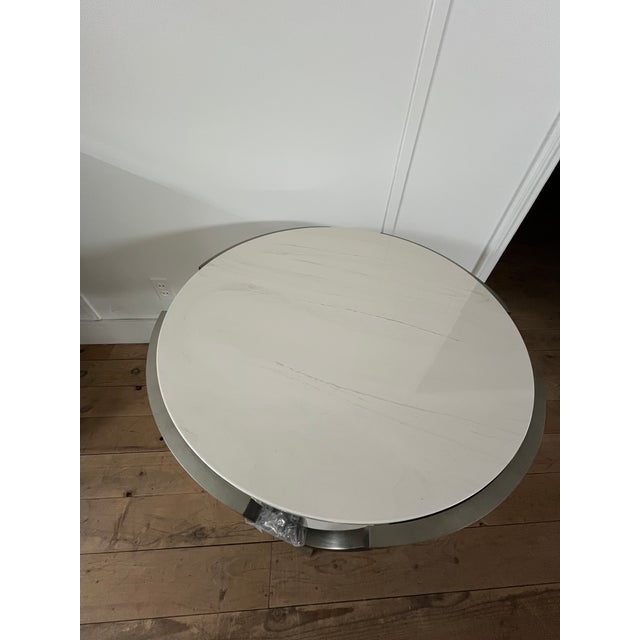 Early 21st Century Bernhardt Morello Faux Marble & Steel Side Table For Sale - Image 5 of 8