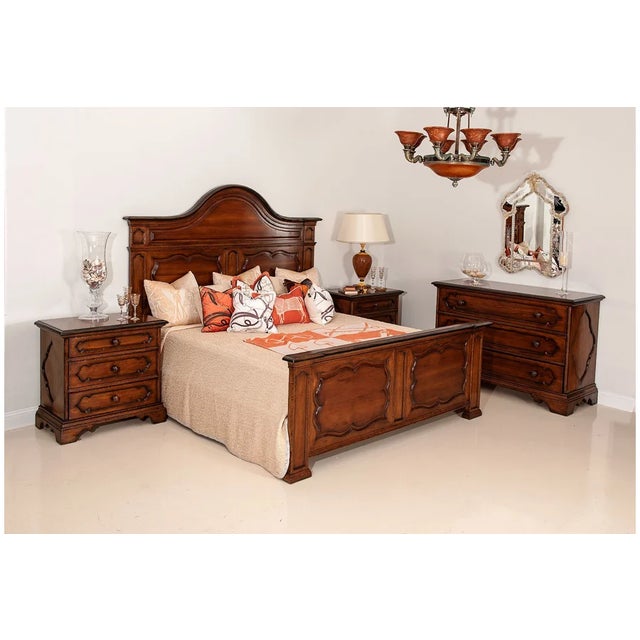 Handcrafted in Italy from solid walnut, this Eastern King panel bed showcases classic European craftsmanship and timeless...