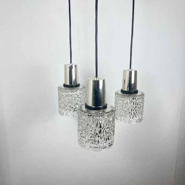 1970s Three-Light Cascade Pendant Lamp in Glass, 1970 For Sale - Image 5 of 12