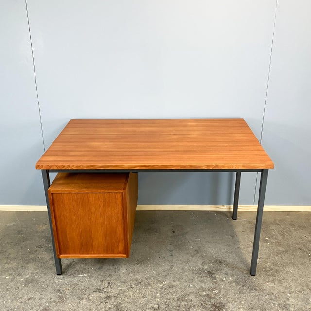 Metal Vintage Desk in Teak with Steel Tubing by Herbert Hirche for Holzäpfel, 1960s For Sale - Image 7 of 17