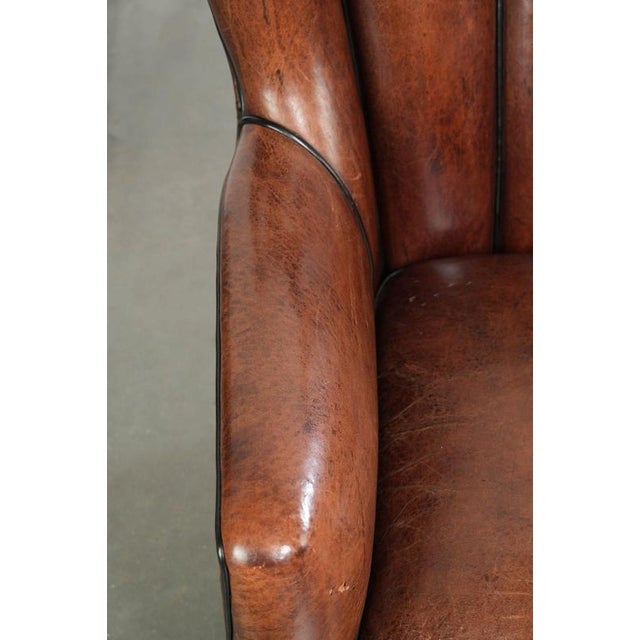 Textile Club Chair in Sheepskin Leather For Sale - Image 7 of 15