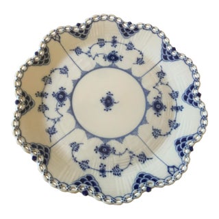 1960s Royal Copenhagen Blue Fluted Full Lace Porcelain Plate For Sale