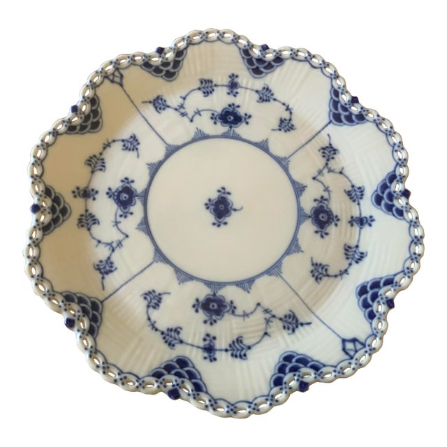 1960s Royal Copenhagen Blue Fluted Full Lace Porcelain Plate For Sale
