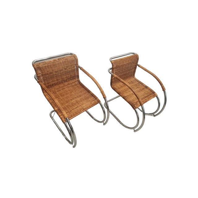 M20 Tubular Cantilever Armchair in Woven Rattan by Mies Van Der Rohe for Knoll, 1960s For Sale - Image 9 of 13