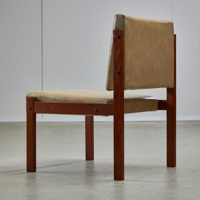 Angular Teak and Leather Chair with Copper Details, 1970s For Sale - Image 10 of 18