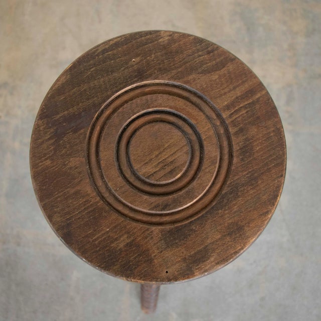 1950s 1950s Tall French Wood Tripod Stool For Sale - Image 5 of 8