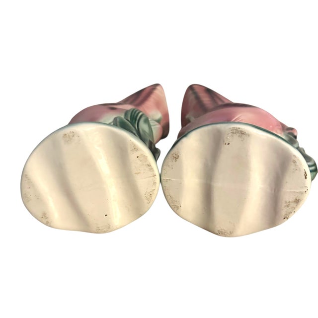 Mid-Century Modern Vintage 1950’s Stanford Ware Pink Flamingo Vases - A Pair For Sale - Image 3 of 11