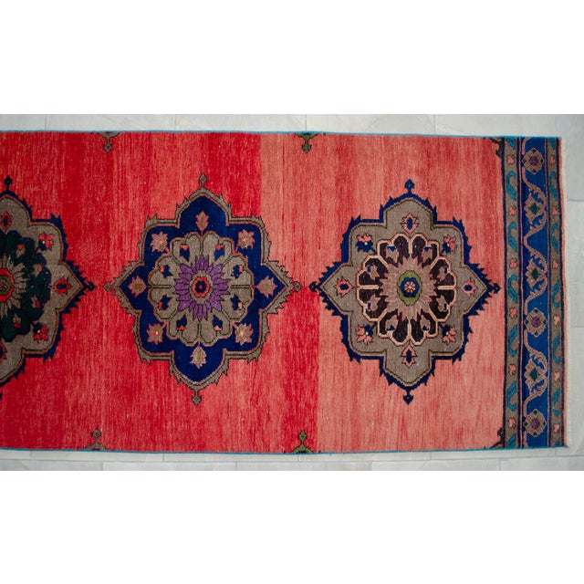 Distressed Oushak Runner Rug Low Pile Faded Colors Majestic Hallway Decor - 3'2″ X 11'1″ For Sale - Image 12 of 15