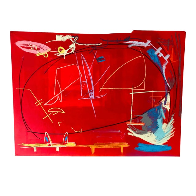 Contemporary Abstract Original Mixed-Media Drawing by Erik Sulander on Dacron 60x45 For Sale