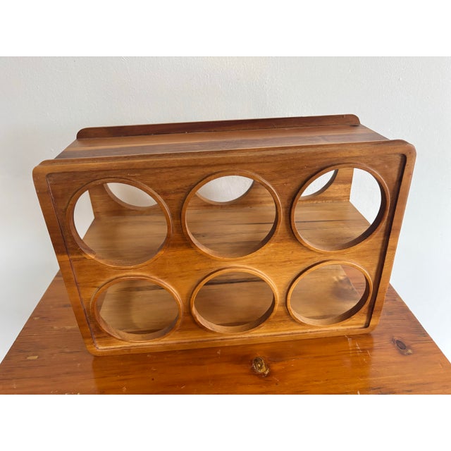 1970s Vintage Danish Modern Walnut Wine Rack, Holds 6 Bottles For Sale - Image 10 of 11