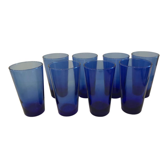 Vintage Blue Glass Tumblers Set of 8 Chairish